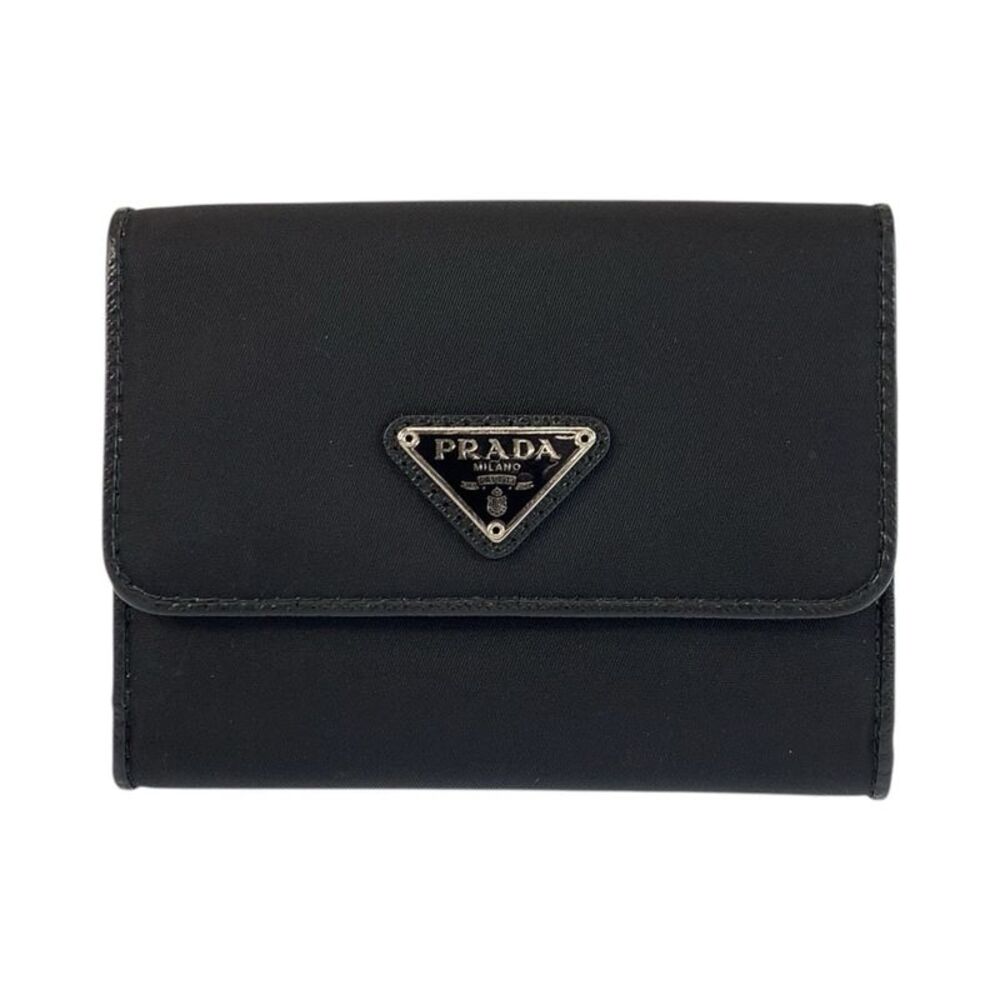 Prada Tessuto Triangle Logo Compact Wallet
